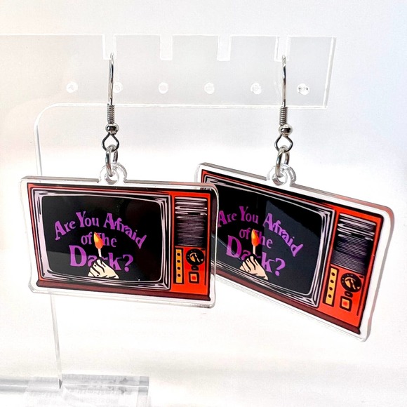 Handmade Jewelry - Are You Afraid Of The Dark Earrings - 90s Easrrings - Y2K Earrings - Television